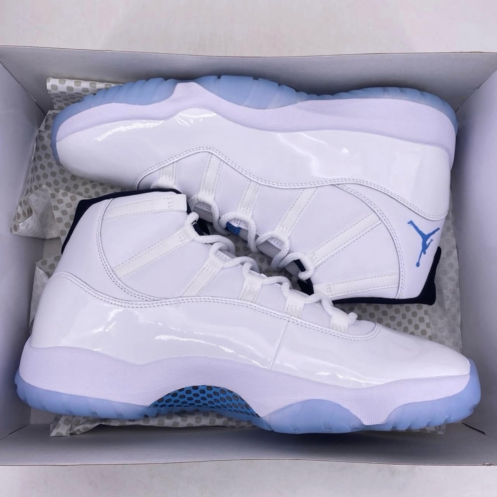 Jordan White and Blue High-Top Sneakers